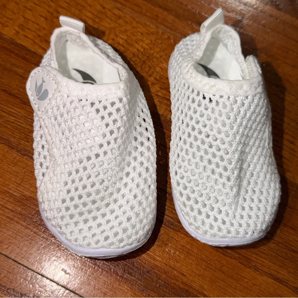 Toddler White Mesh Water Shoes | Lightweight Slip-On Pool Beach Shoes | Size 4